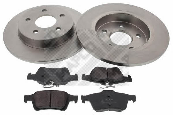 Mapco 47664 Brake discs with pads rear non-ventilated, set 47664