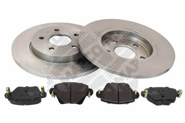 Mapco 47670 Brake discs with pads rear non-ventilated, set 47670