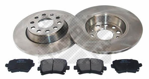 Mapco 47841 Brake discs with pads rear non-ventilated, set 47841