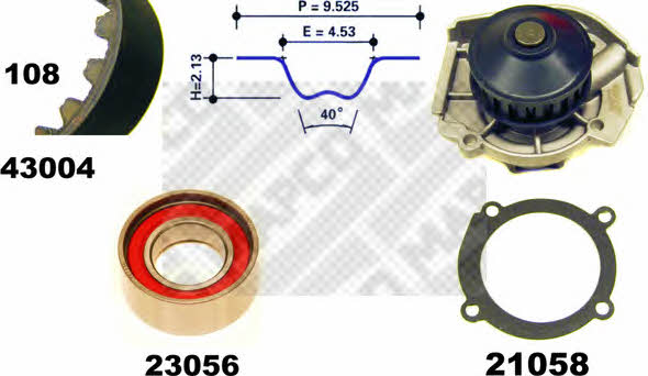 Mapco 41004 TIMING BELT KIT WITH WATER PUMP 41004