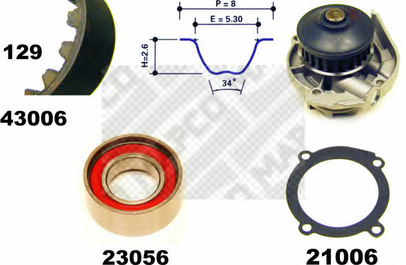 Mapco 41006 TIMING BELT KIT WITH WATER PUMP 41006