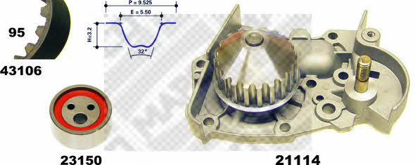 Mapco 41106/1 TIMING BELT KIT WITH WATER PUMP 411061