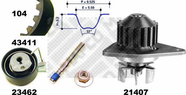 Mapco 41411 TIMING BELT KIT WITH WATER PUMP 41411