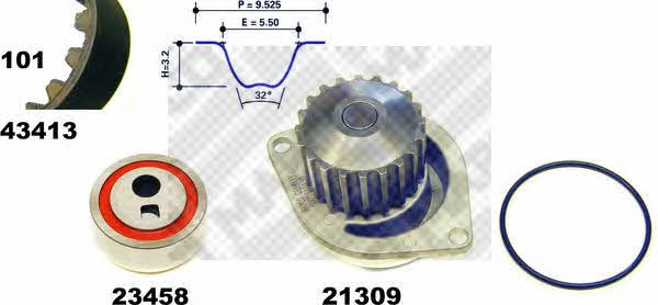 Mapco 41413 TIMING BELT KIT WITH WATER PUMP 41413