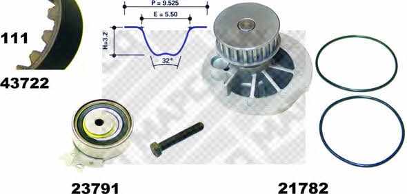 Mapco 41722/1 TIMING BELT KIT WITH WATER PUMP 417221