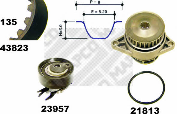 Mapco 41823 TIMING BELT KIT WITH WATER PUMP 41823