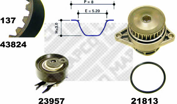 Mapco 41824 TIMING BELT KIT WITH WATER PUMP 41824