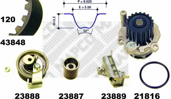 Mapco 41848 TIMING BELT KIT WITH WATER PUMP 41848