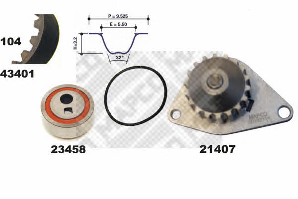 Mapco 41401/1 TIMING BELT KIT WITH WATER PUMP 414011