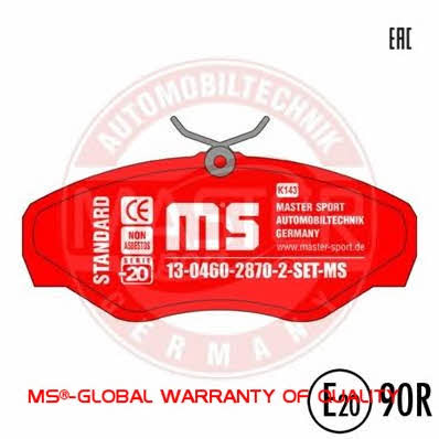 Master-sport 13-0460-2870-2-SET-MS Brake Pad Set, disc brake 13046028702SETMS
