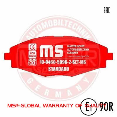 Master-sport 13-0460-5996-2-SET-MS Brake Pad Set, disc brake 13046059962SETMS