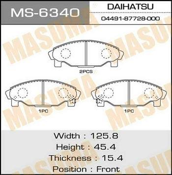 Masuma MS-6340 Brake shoe set MS6340