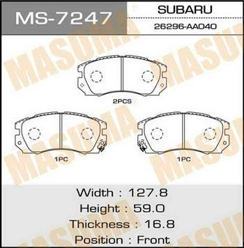 Masuma MS-7247 Brake shoe set MS7247