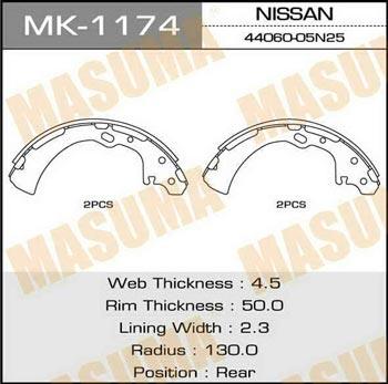 Masuma MK-1174 Brake shoe set MK1174