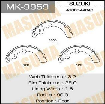 Masuma MK-9959 Brake shoe set MK9959