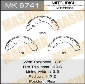 Masuma MK-6741 Brake shoe set MK6741