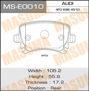 Masuma MS-E0010 Brake shoe set MSE0010