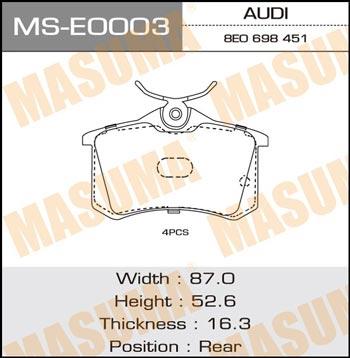 Masuma MS-E0003 Brake shoe set MSE0003