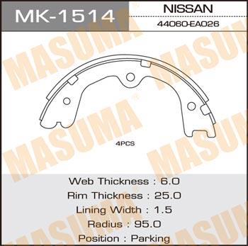 Masuma MK-1514 Brake shoe set MK1514