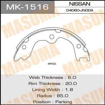 Masuma MK-1516 Brake shoe set MK1516