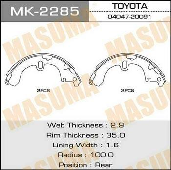 Masuma MK-2285 Brake shoe set MK2285
