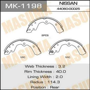 Masuma MK-1198 Brake shoe set MK1198