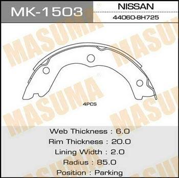 Masuma MK-1503 Brake shoe set MK1503