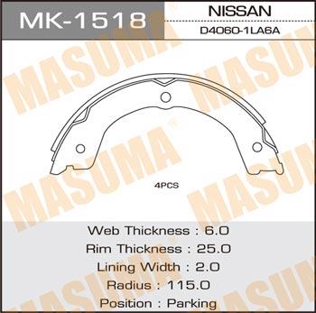 Masuma MK-1518 Brake shoe set MK1518