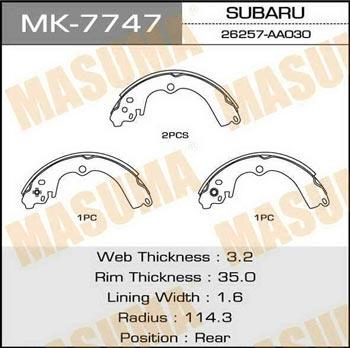 Masuma MK-7747 Brake shoe set MK7747