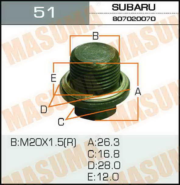 Masuma 51 Sump plug 51