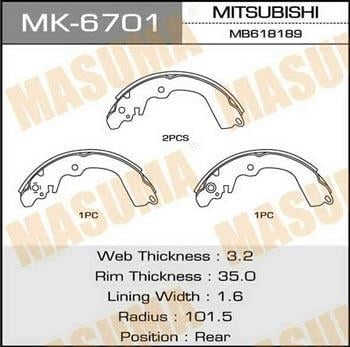 Masuma MK-6701 Brake shoe set MK6701