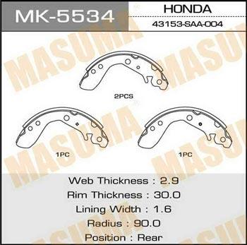 Masuma MK-5534 Brake shoe set MK5534