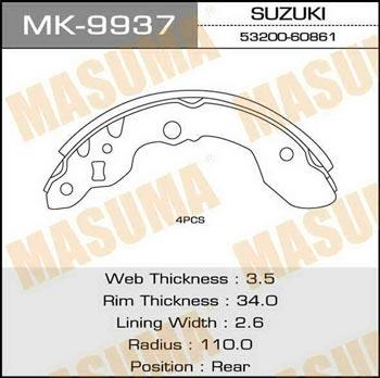 Masuma MK-9937 Brake shoe set MK9937
