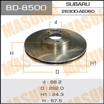 Masuma BD-8500 Front brake disc ventilated BD8500