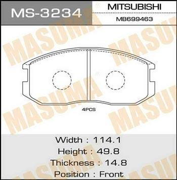 Masuma MS-3234 Disc brake pad set MS3234