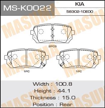 Masuma MS-K0022 Brake shoe set MSK0022