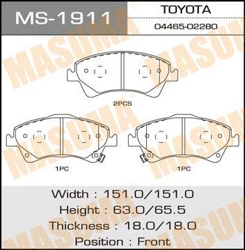 Masuma MS-1911 Brake shoe set MS1911
