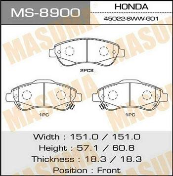 Masuma MS-8900 Brake shoe set MS8900
