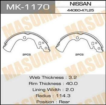 Masuma MK-1170 Brake shoe set MK1170