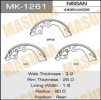 Masuma MK-1261 Brake shoe set MK1261