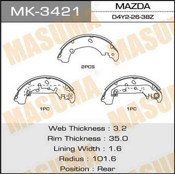 Masuma MK-3421 Brake shoe set MK3421