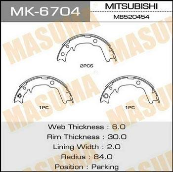 Masuma MK-6704 Brake shoe set MK6704