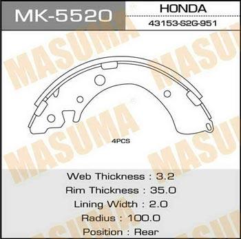 Masuma MK-5520 Brake shoe set MK5520