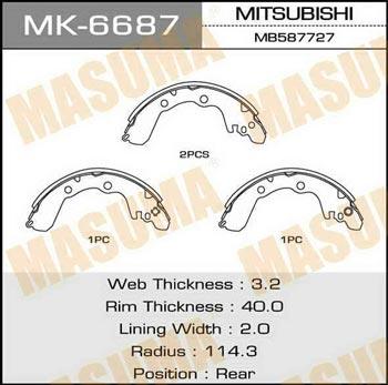Masuma MK-6687 Brake shoe set MK6687
