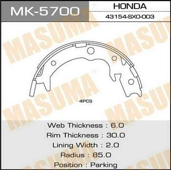 Masuma MK-5700 Brake shoe set MK5700
