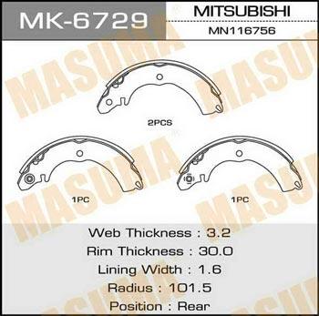 Masuma MK-6729 Brake shoe set MK6729