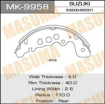 Masuma MK-9958 Brake shoe set MK9958