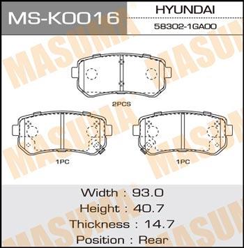 Masuma MS-K0016 Brake shoe set MSK0016