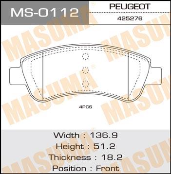 Masuma MS-0112 Brake shoe set MS0112
