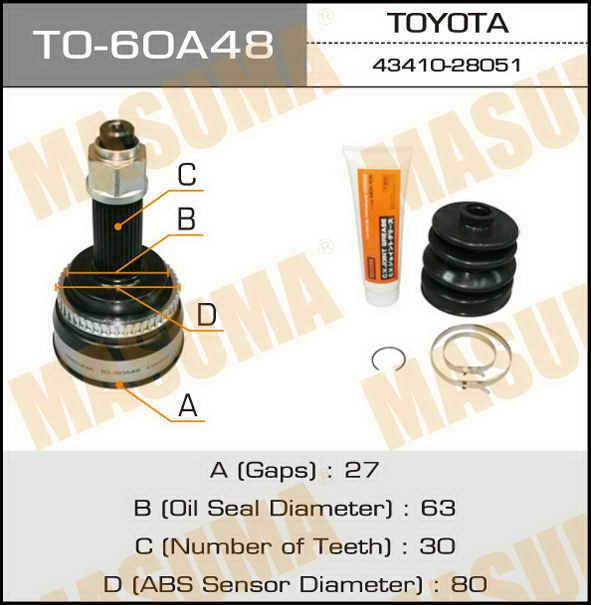 Masuma TO-60A48 CV joint TO60A48